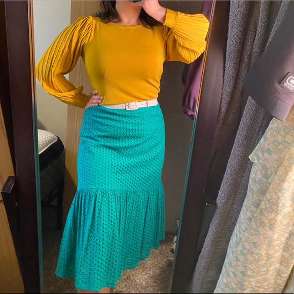 Anthropologie Aja green eyelet skirt - Picture 4 of 13